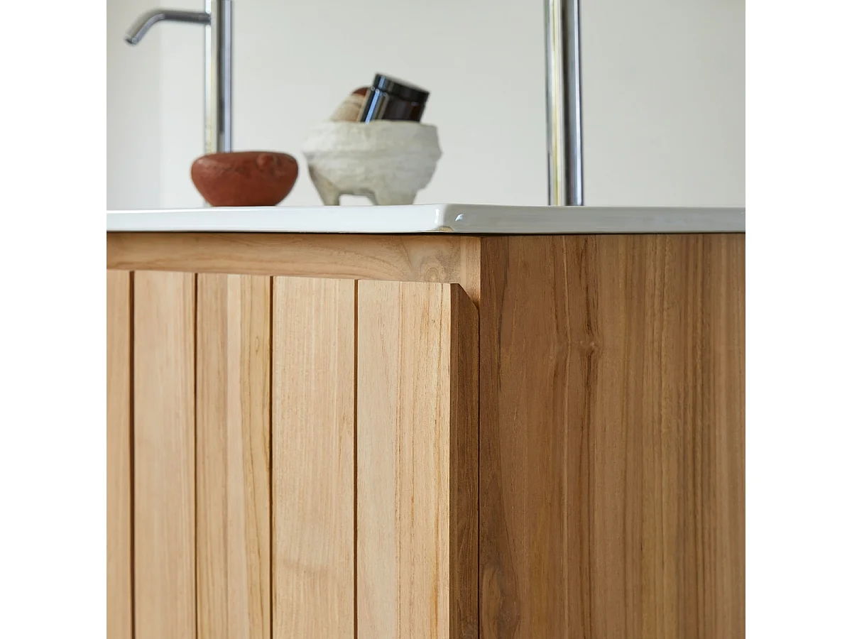 Mobili da bagno in legno di teak con lavabo in ceramica 120 Jill