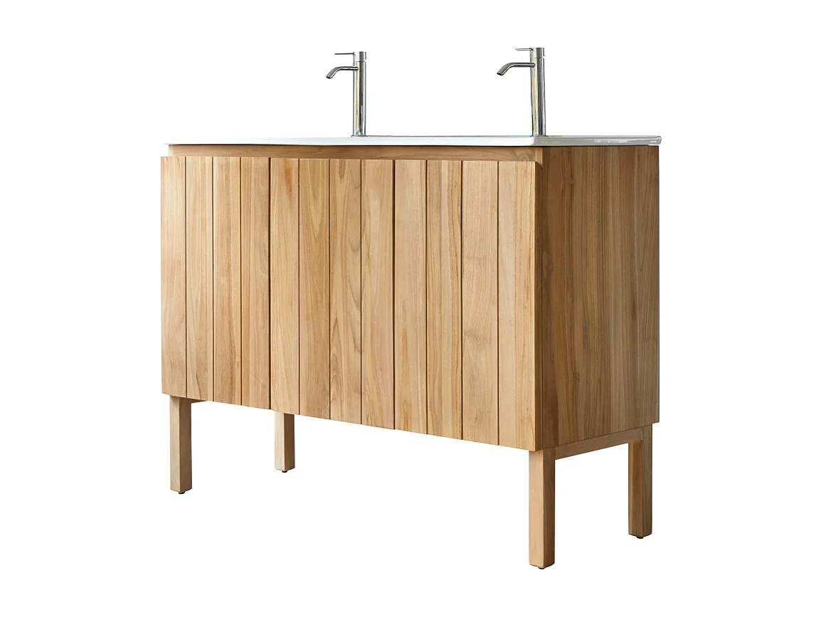 Mobili da bagno in legno di teak con lavabo in ceramica 120 Jill