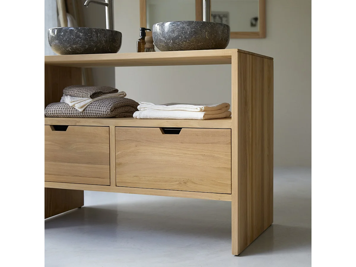 Mobili da bagno in legno di teak 110 cm design Tikamoon