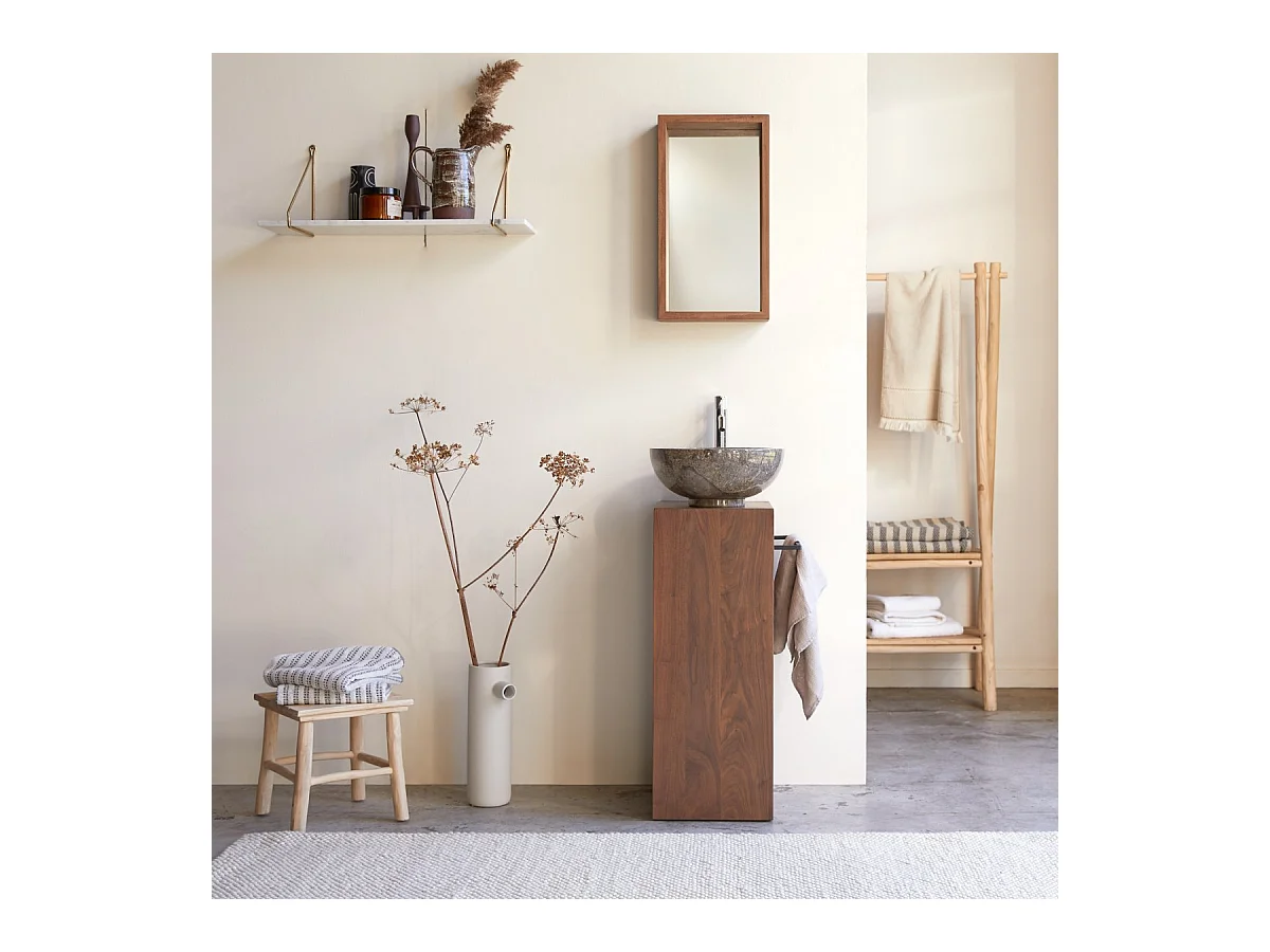 Meuble Salle de bain en bois de noyer 30 Stelle droit