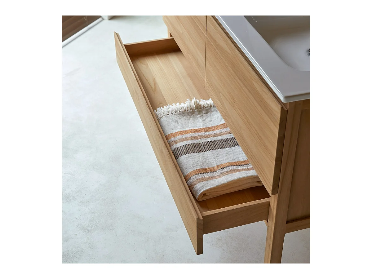 Meuble Salle de bain en bois de teck et céramique 120 Edgar