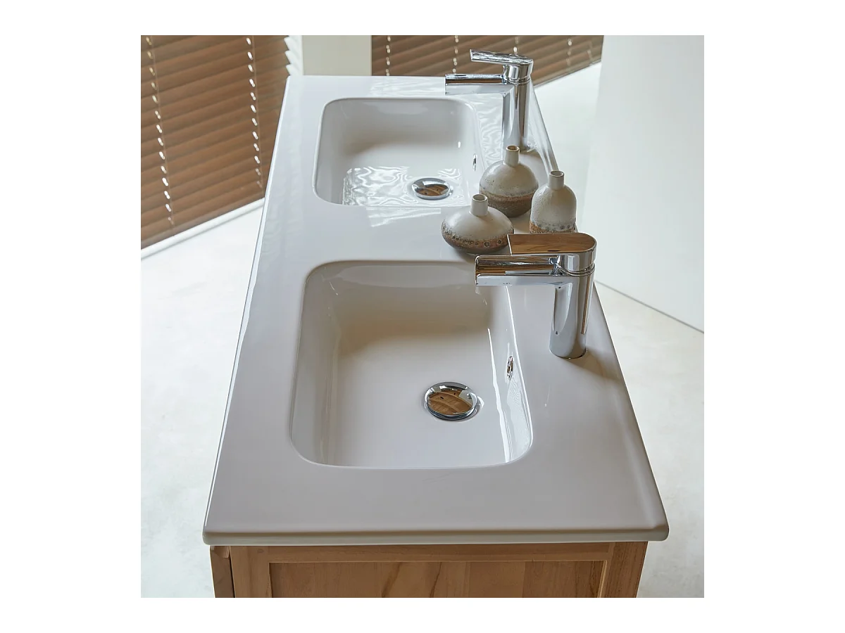 Meuble Salle de bain en bois de teck et céramique 120 Edgar