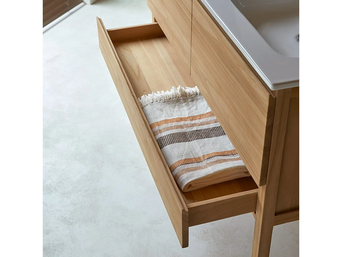 Mobile sottolavabo in legno di teak con lavabo in ceramica 120 Edgar
