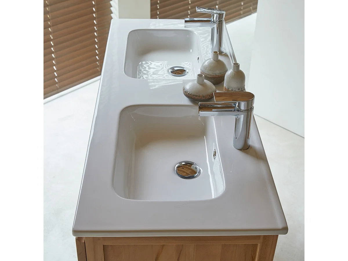Mobile sottolavabo in legno di teak con lavabo in ceramica 120 Edgar
