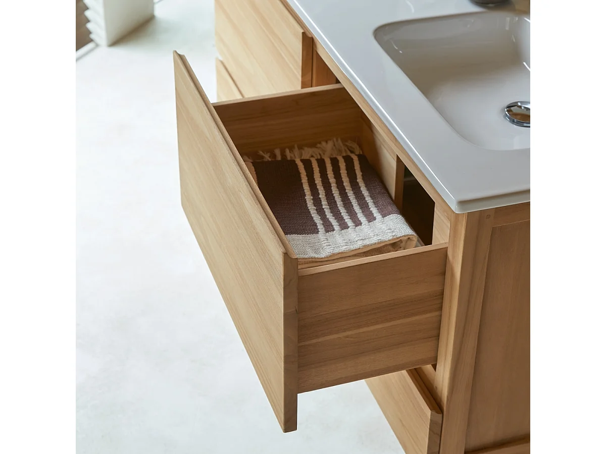 Mobile sottolavabo in legno di teak con lavabo in ceramica 120 Edgar