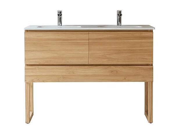 Mobile sottolavabo in legno di teak con lavabo in ceramica 120 Edgar