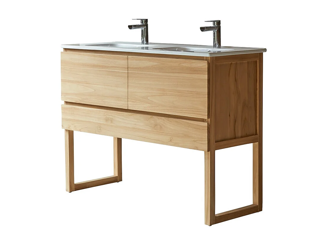 Mobile sottolavabo in legno di teak con lavabo in ceramica 120 Edgar
