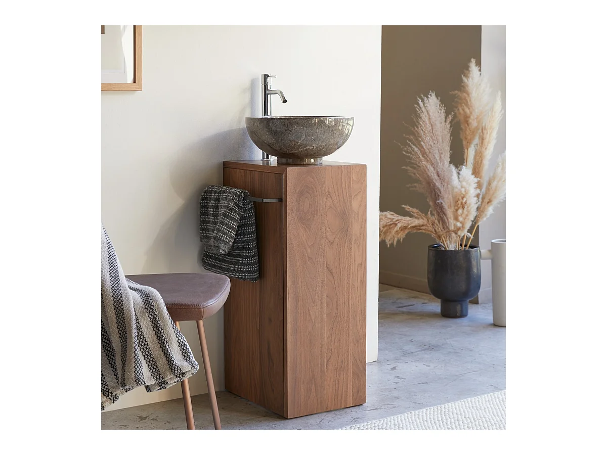 Meuble Salle de bain en bois de noyer 30 Stelle gauche