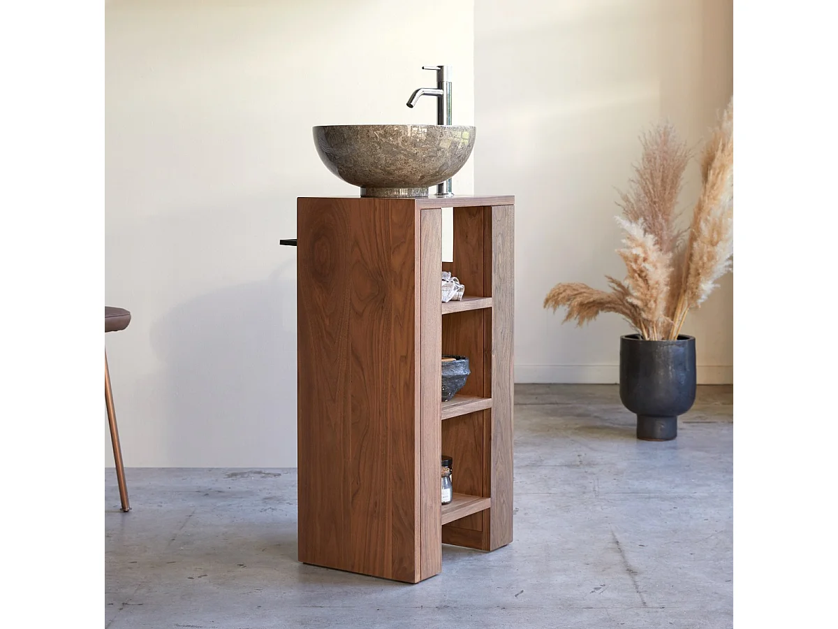 Meuble Salle de bain en bois de noyer 30 Stelle gauche