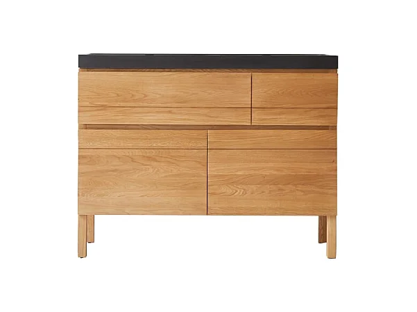 Mobili da bagno in quercia con lavabo in pietra lavica Easy 120