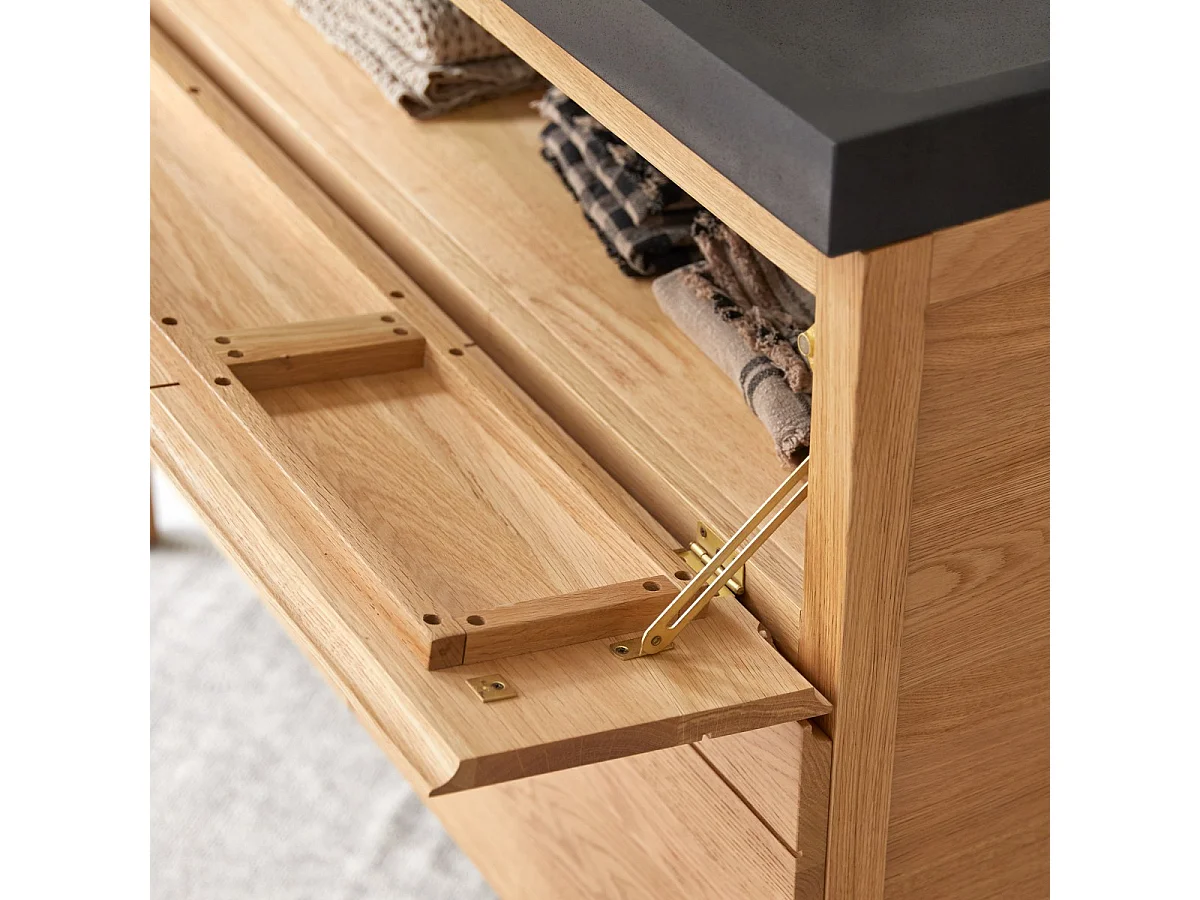 Waschtisch Doppelwaschtisch aus Eiche mit Lavastein-Waschbecken Loft Sil Trendy