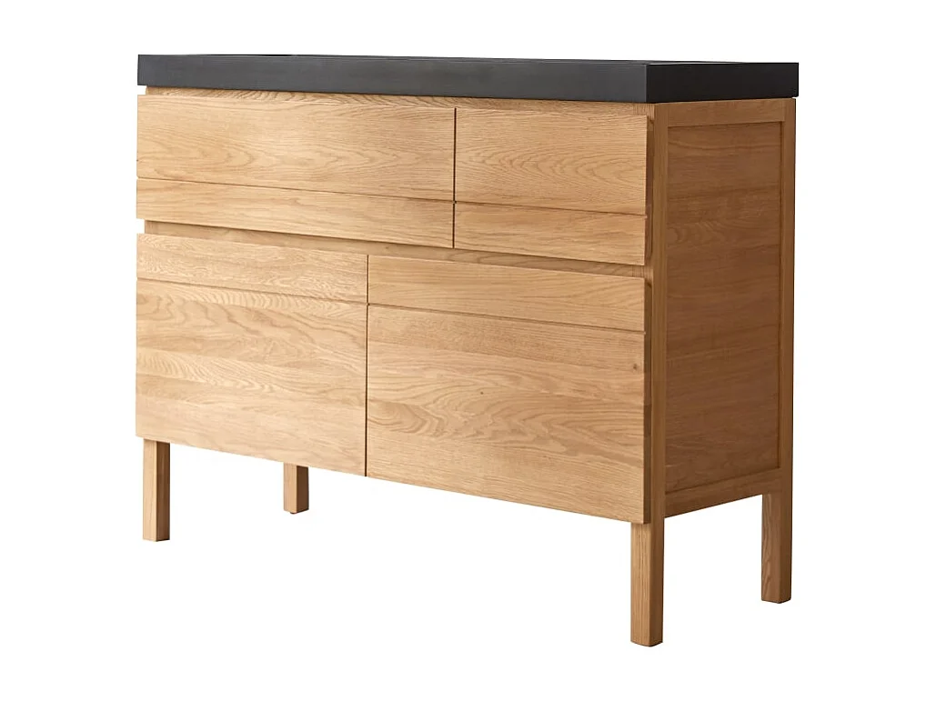 Waschtisch Doppelwaschtisch aus Eiche mit Lavastein-Waschbecken Loft Sil Trendy