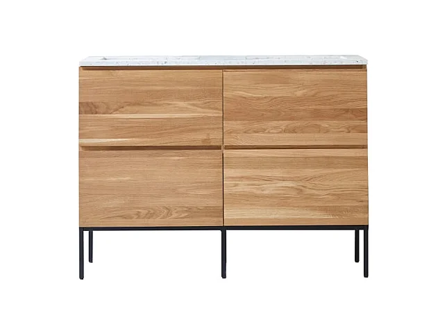 Badmöbel Nova aus massivem Eichenholz und Premium-Terrazzo Moon 120 cm