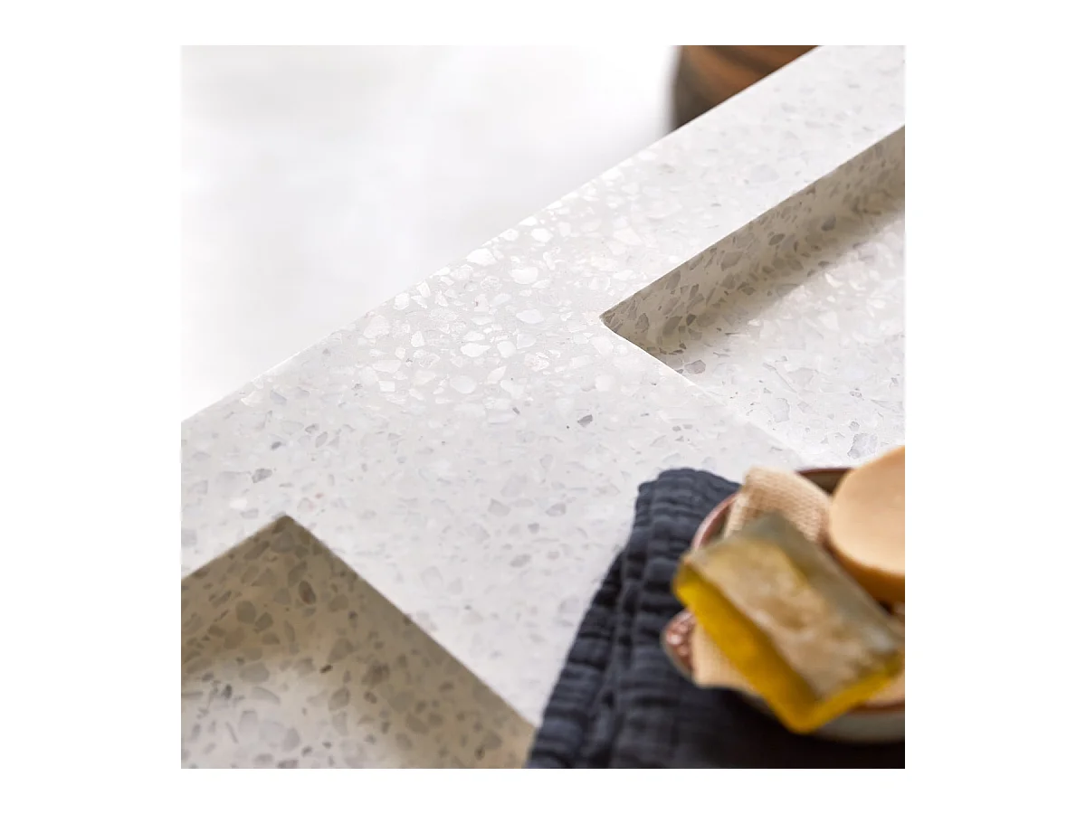 Badmöbel Nova aus massivem Eichenholz und Premium-Terrazzo Moon 120 cm