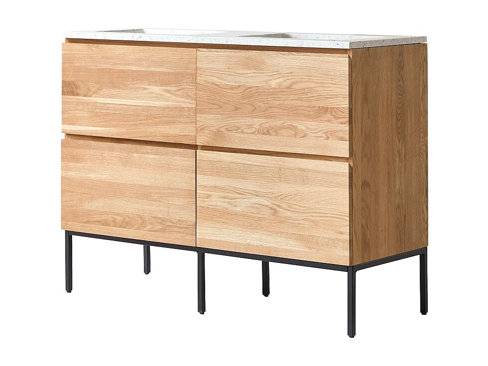 Badmöbel Nova aus massivem Eichenholz und Premium-Terrazzo Moon 120 cm