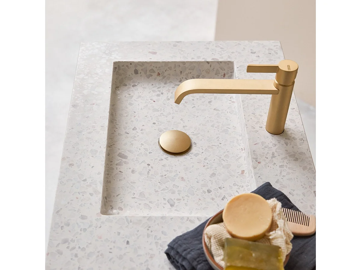 Mobile per il bagno in legno di rovere e battuto di terrazzo premium Moon 120 Nova