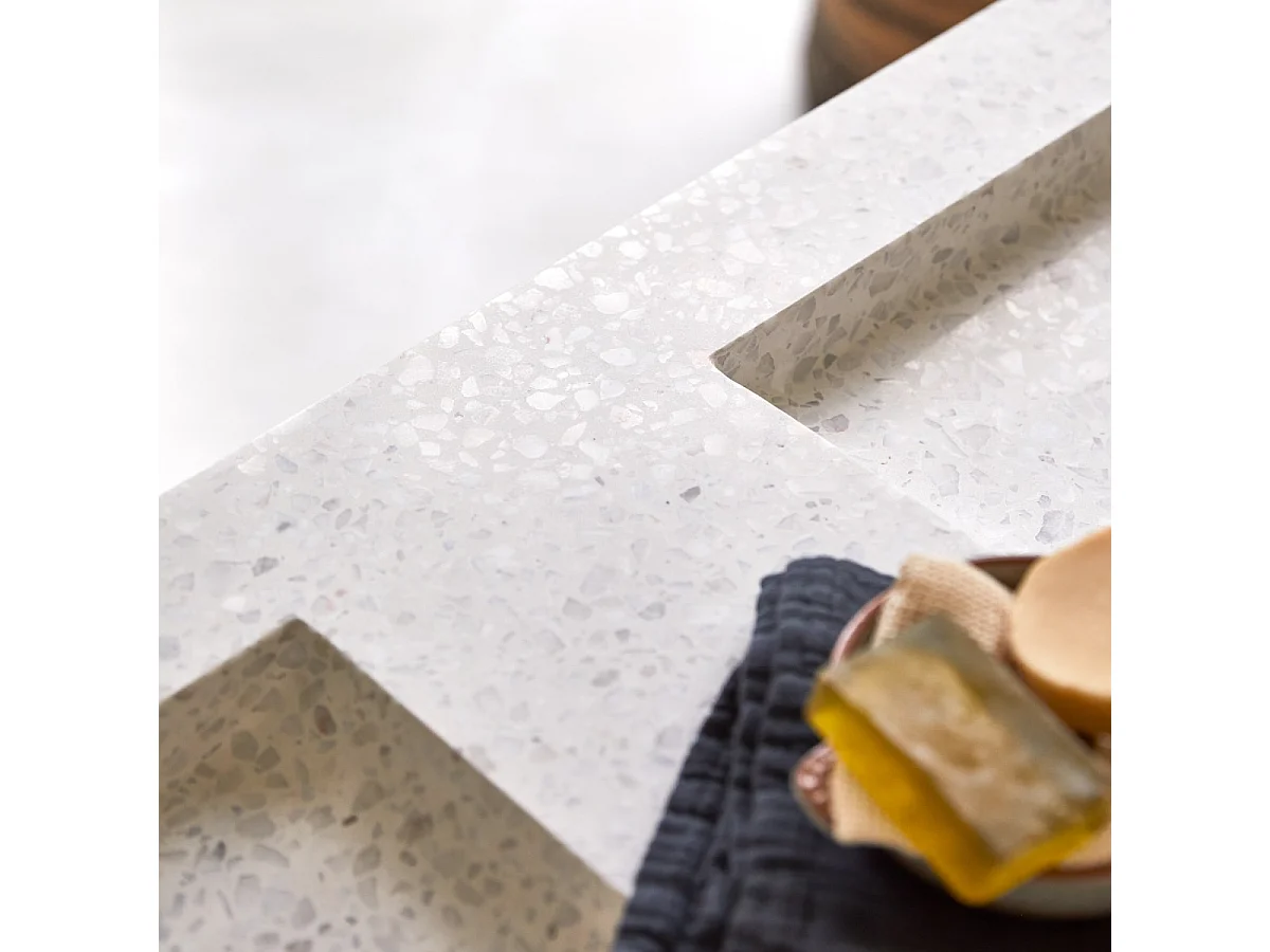 Mobile per il bagno in legno di rovere e battuto di terrazzo premium Moon 120 Nova