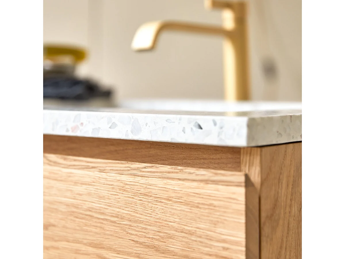 Mobile per il bagno in legno di rovere e battuto di terrazzo premium Moon 120 Nova