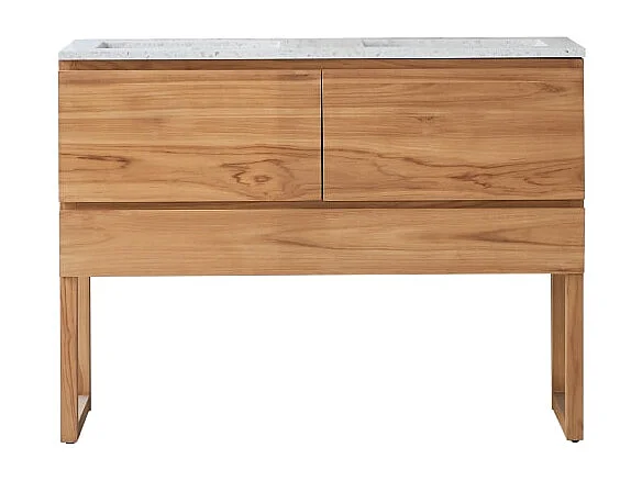 Meuble Salle de Bain en bois de teck massif et terrazzo premium Moon120 Edgar