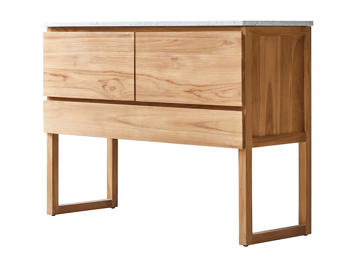 Meuble Salle de Bain en bois de teck massif et terrazzo premium Moon120 Edgar