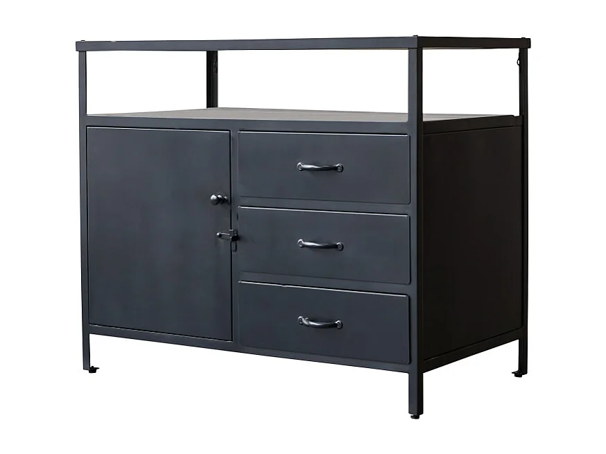 Waschtisch 95 industrieller Stil mit Manggoholz Metall und Holz im Materialmix