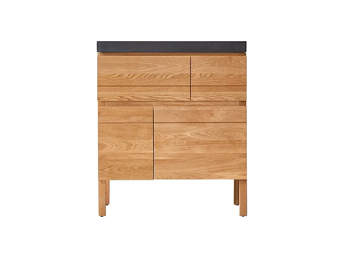 Waschtisch aus Eiche mit Lavastein-Waschbecken Loft Sil Trendy