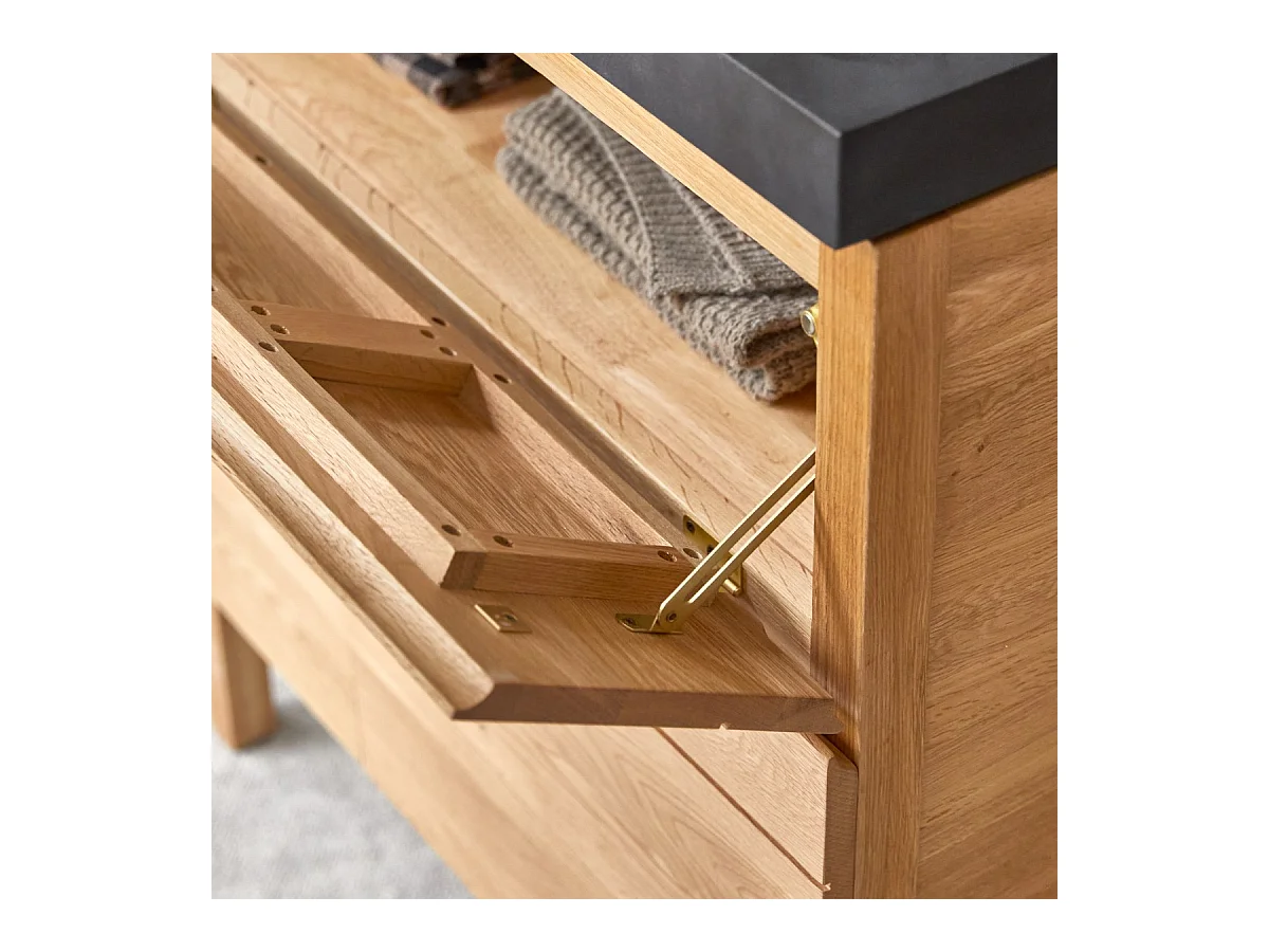 Waschtisch aus Eiche mit Lavastein-Waschbecken Loft Sil Trendy