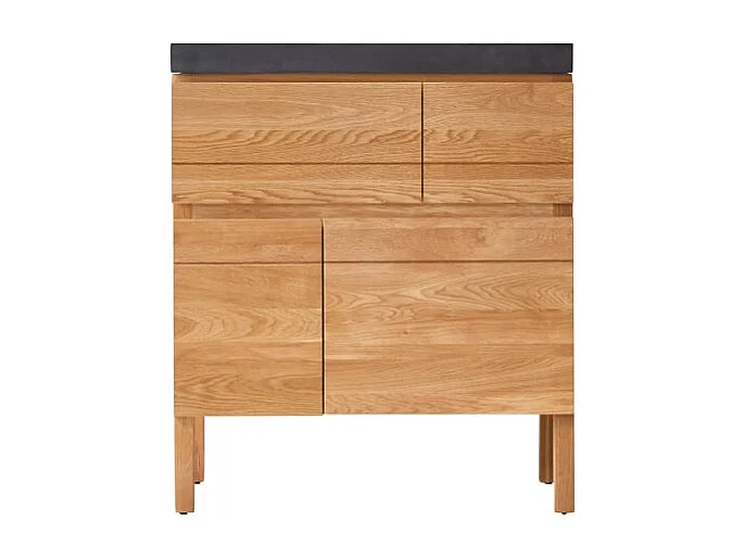 Waschtisch aus Eiche mit Lavastein-Waschbecken Loft Sil Trendy