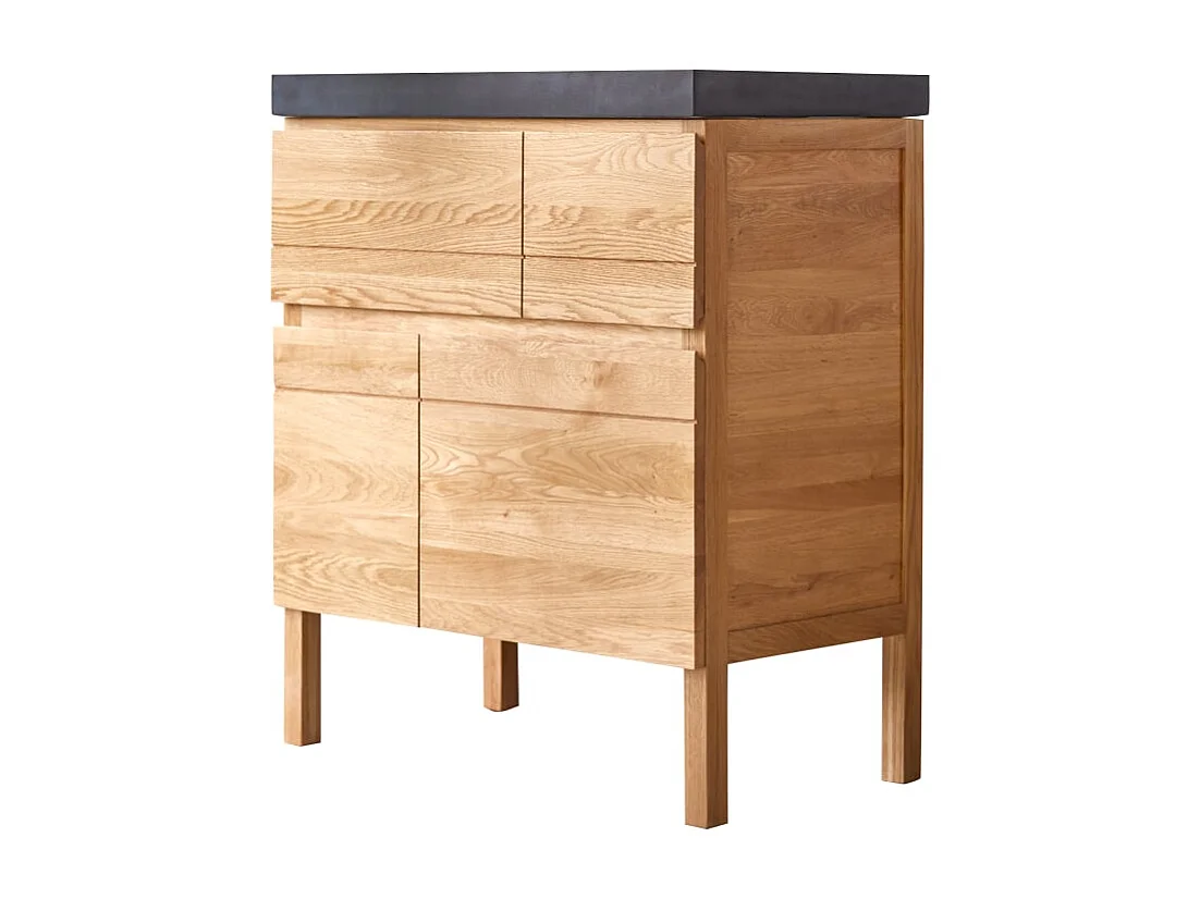 Waschtisch aus Eiche mit Lavastein-Waschbecken Loft Sil Trendy