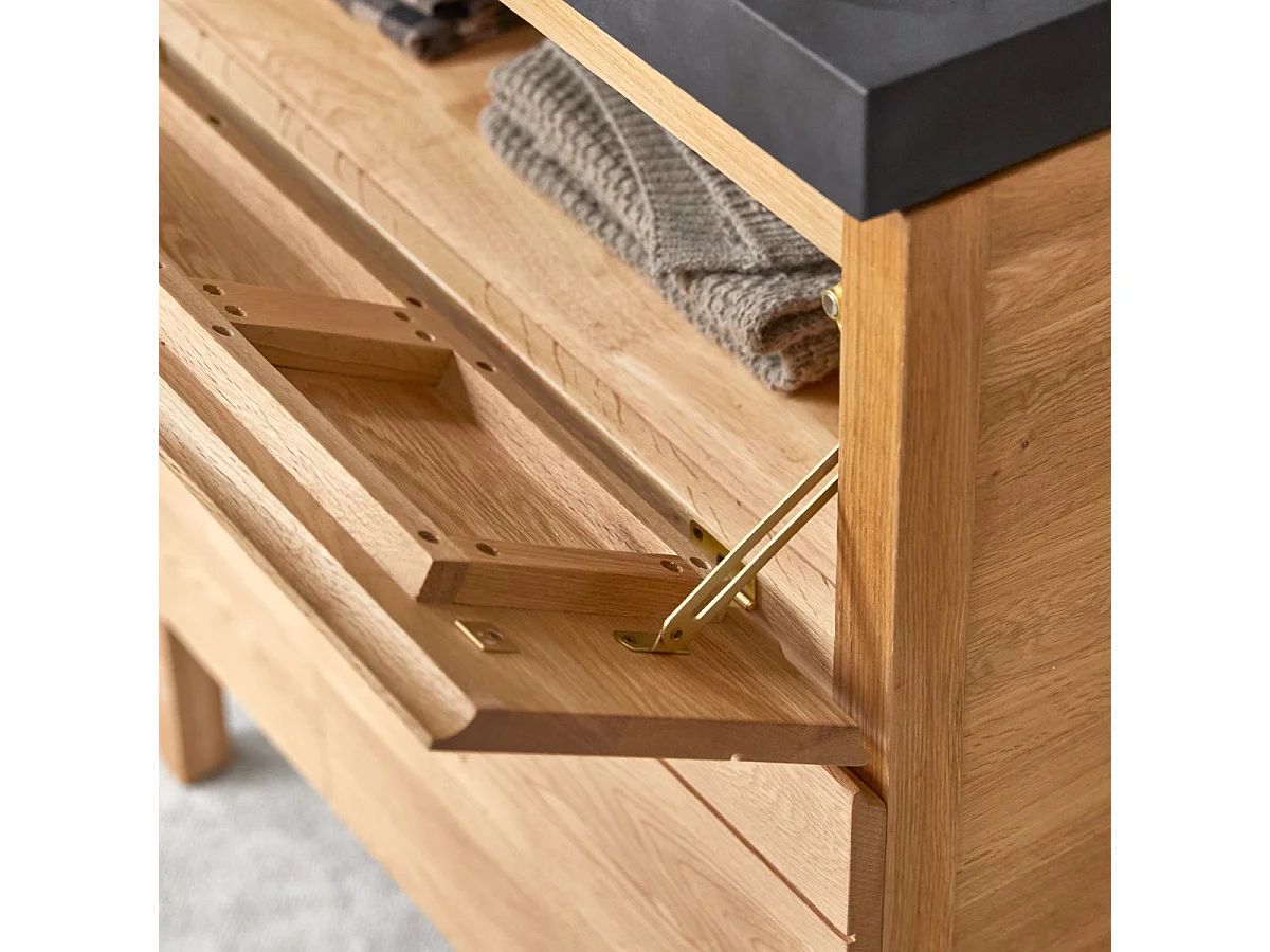 Meuble Salle de bain en bois de chêne et pierre de lave 80 Easy