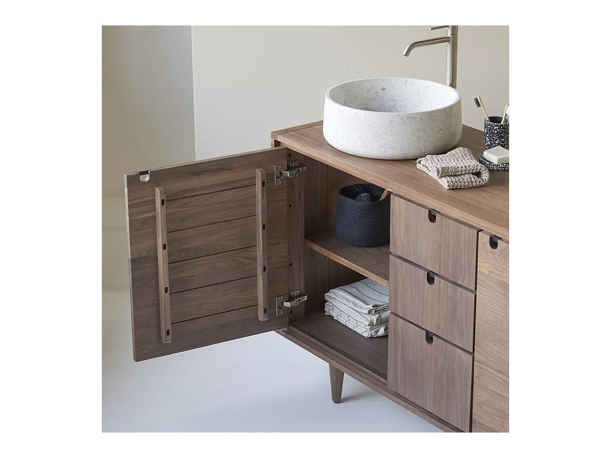 Meuble sous vasque en bois de noyer 145 Jonàk