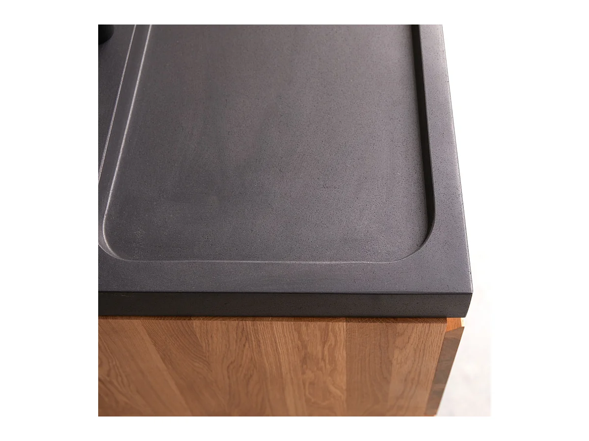 Badezimmermöbel aus massiver Eiche und Lavastein Nova 120 cm