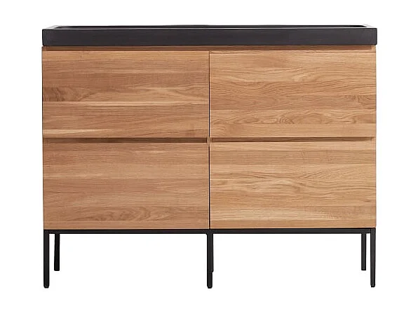 Badezimmermöbel aus massiver Eiche und Lavastein Nova 120 cm