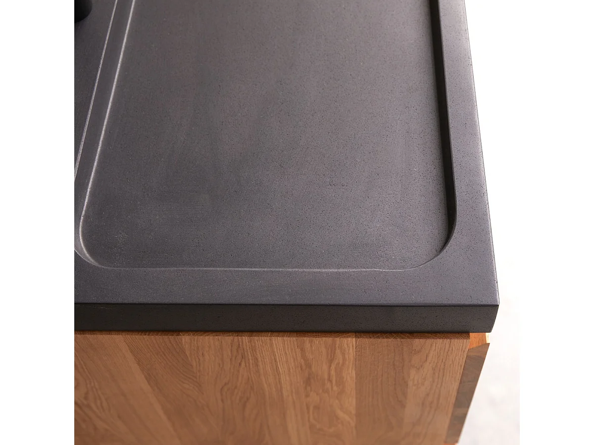 Badezimmermöbel aus massiver Eiche und Lavastein Nova 120 cm