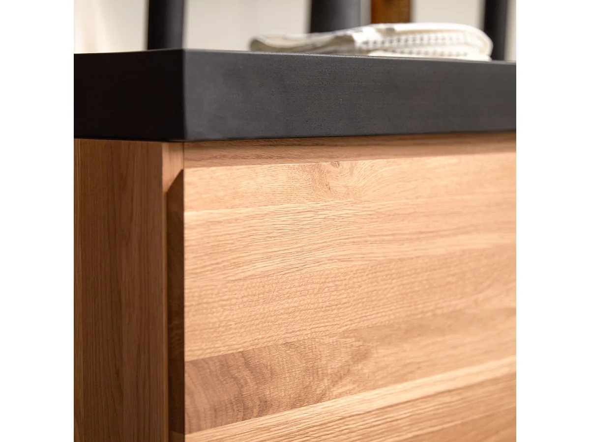 Badezimmermöbel aus massiver Eiche und Lavastein Nova 120 cm