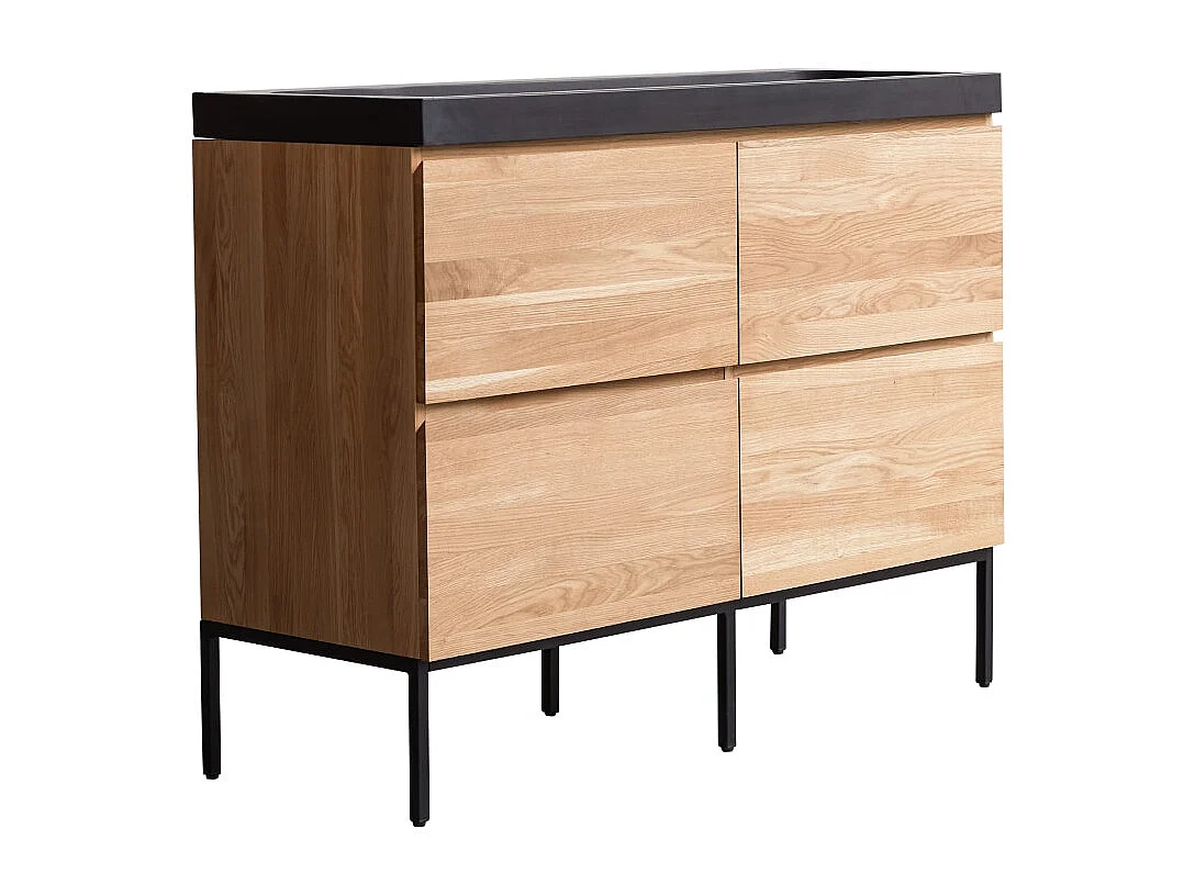 Badezimmermöbel aus massiver Eiche und Lavastein Nova 120 cm