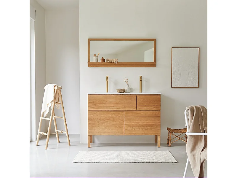 Meuble Salle de bain en bois de chêne et céramique 120 Easy