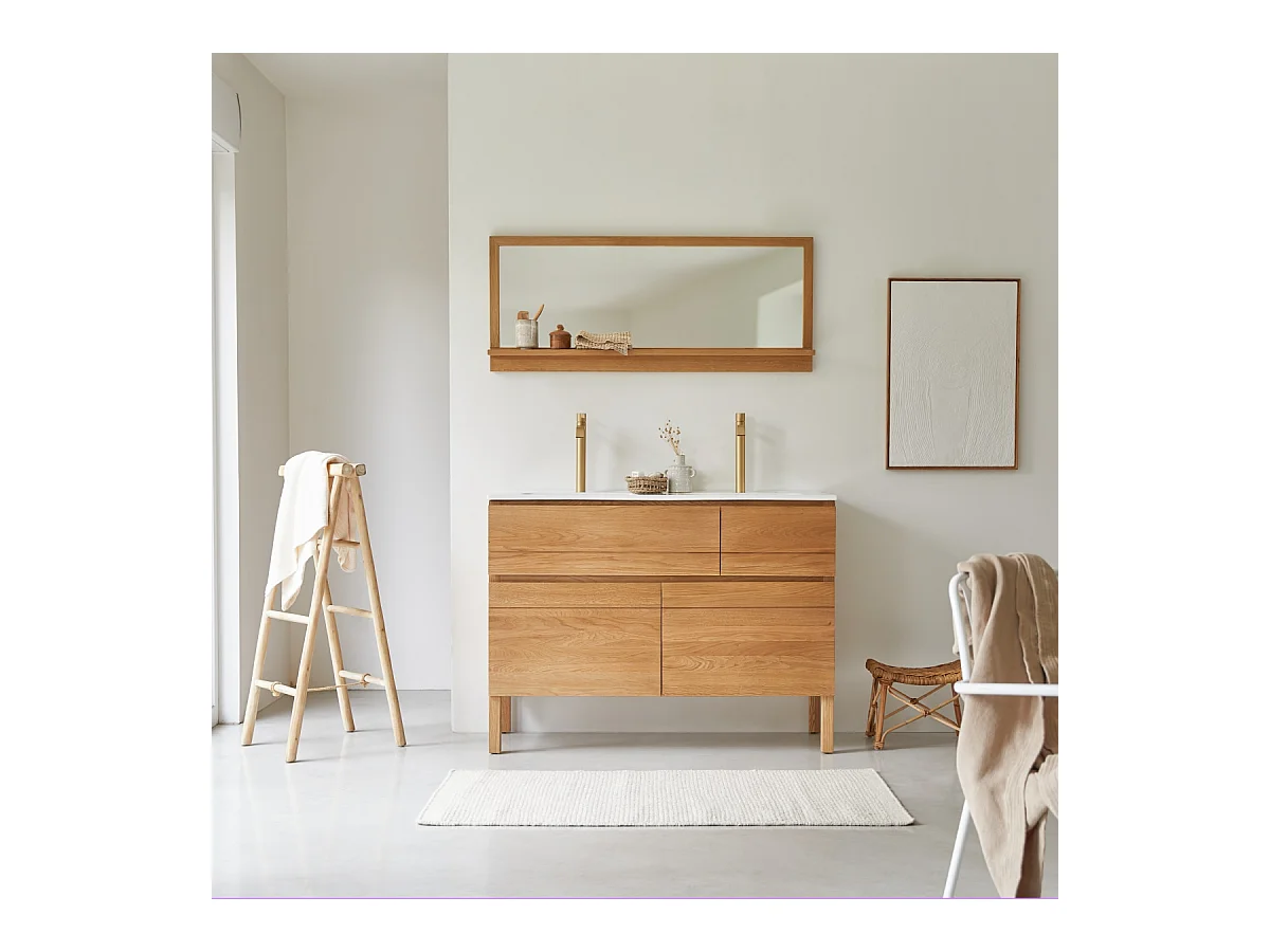 Mobili da bagno in quercia con lavabi in ceramica Easy 120