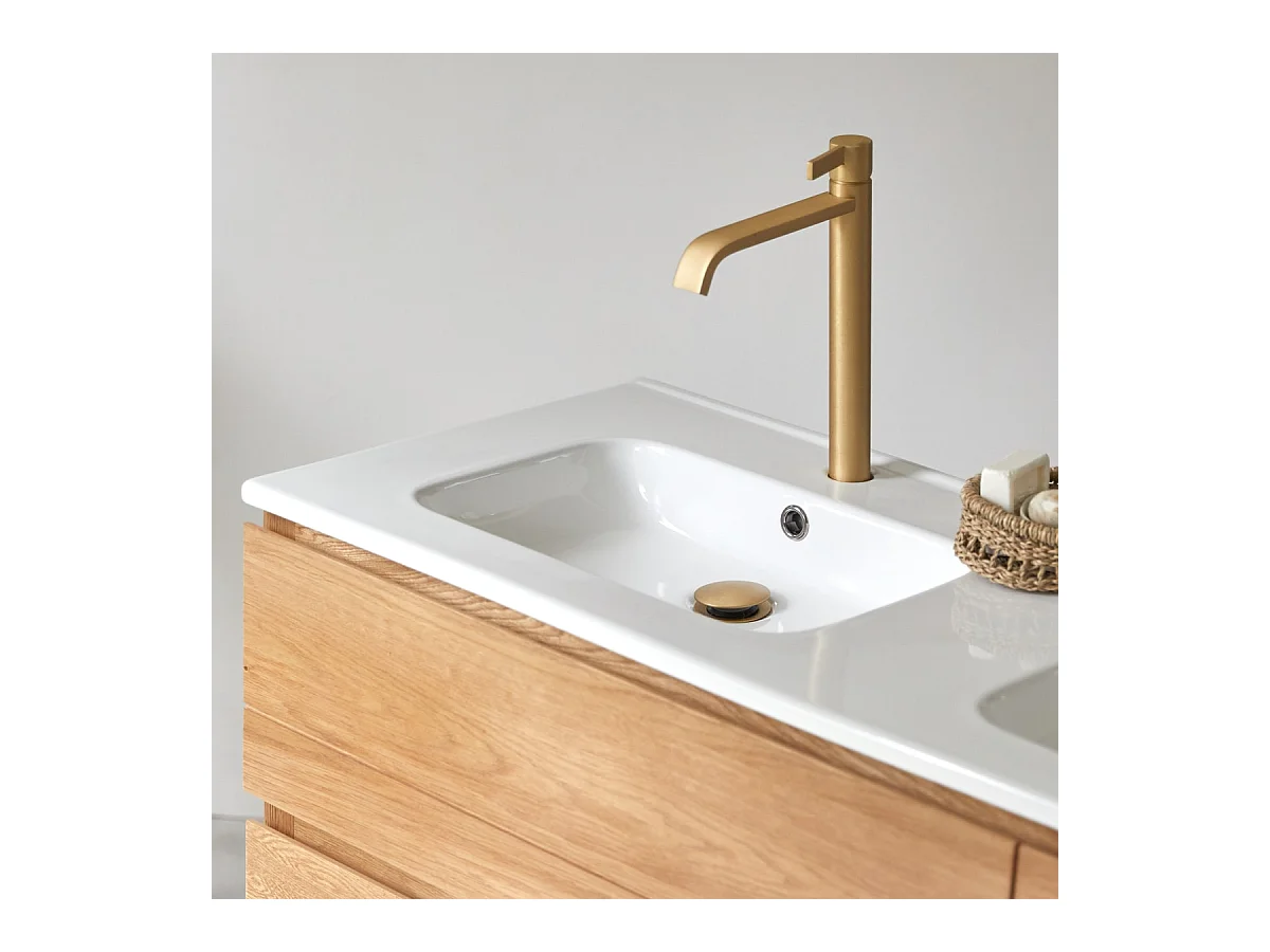Mobili da bagno in quercia con lavabi in ceramica Easy 120