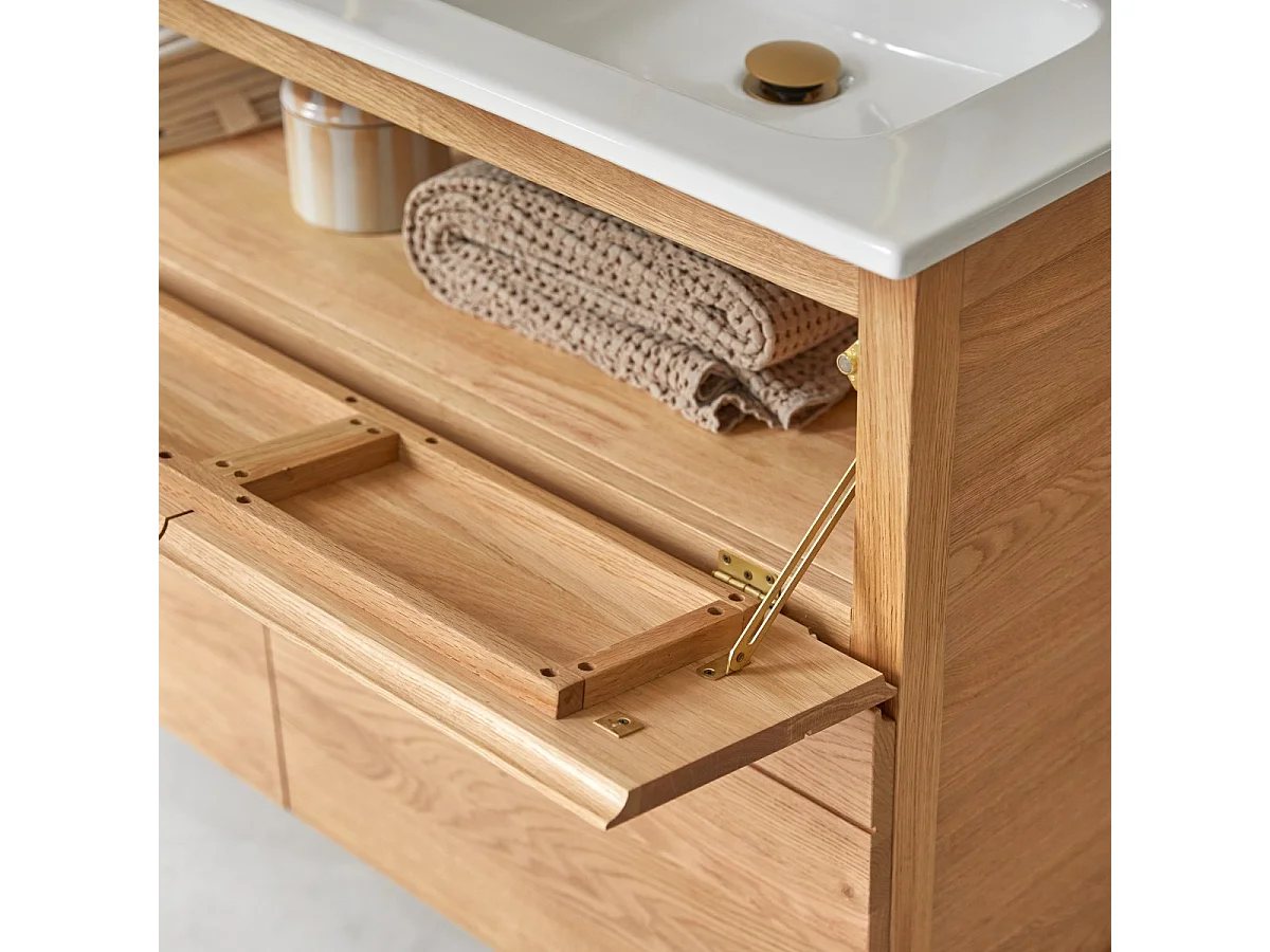 Mobili da bagno in quercia con lavabi in ceramica Easy 120