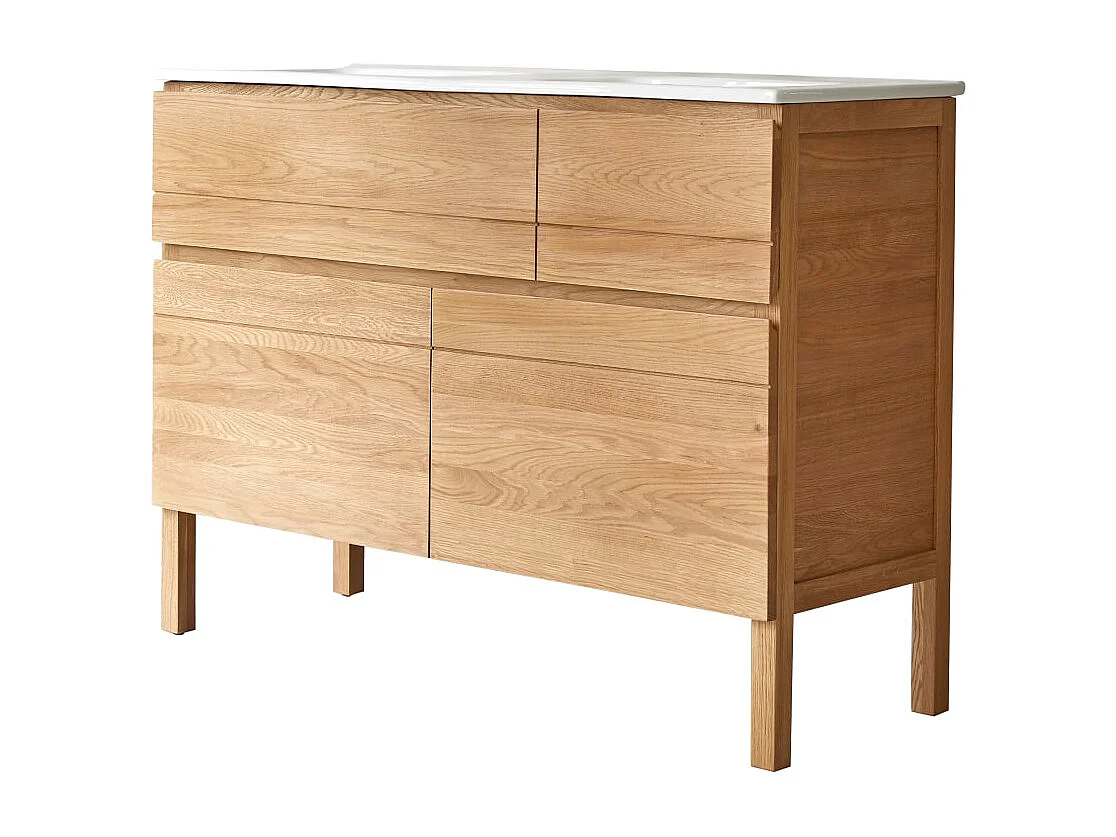 Waschtisch Doppelwaschtisch aus Eiche mit Keramikwaschbecken Loft Sil Trendy