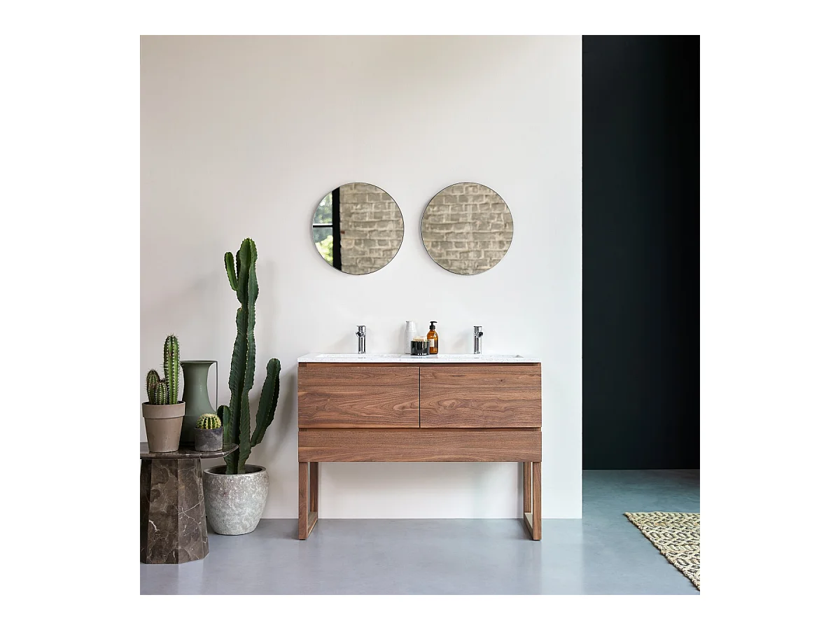 Badezimmerschrank aus massivem Nussbaumholz und Premium-Terrazzo Moon 120
