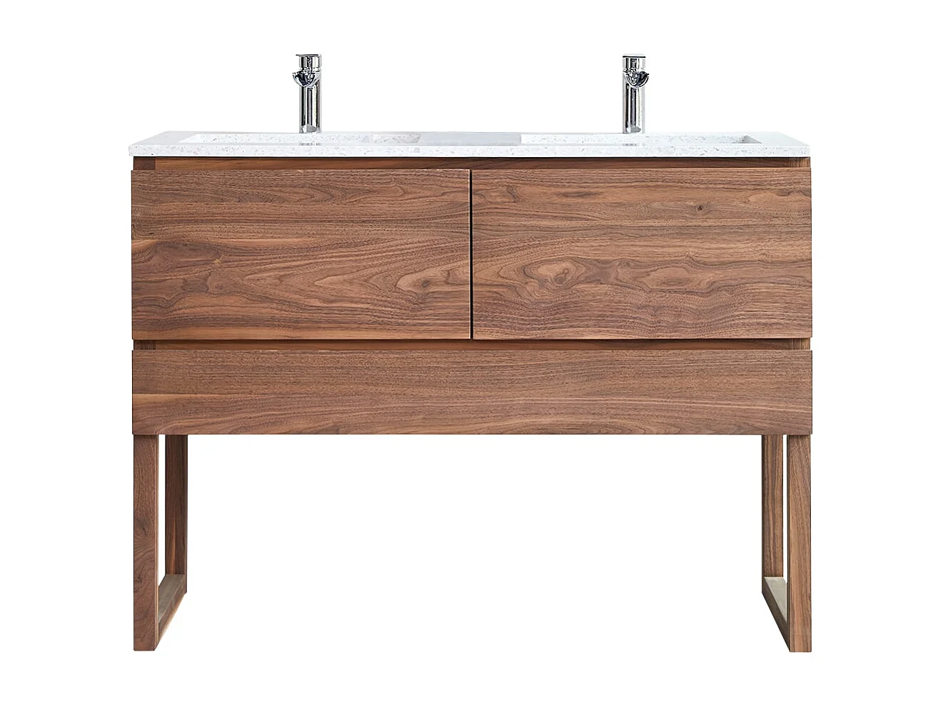 Meuble Salle de Bain en bois de noyer massif et terrazzo premium Moon 120 Edgar