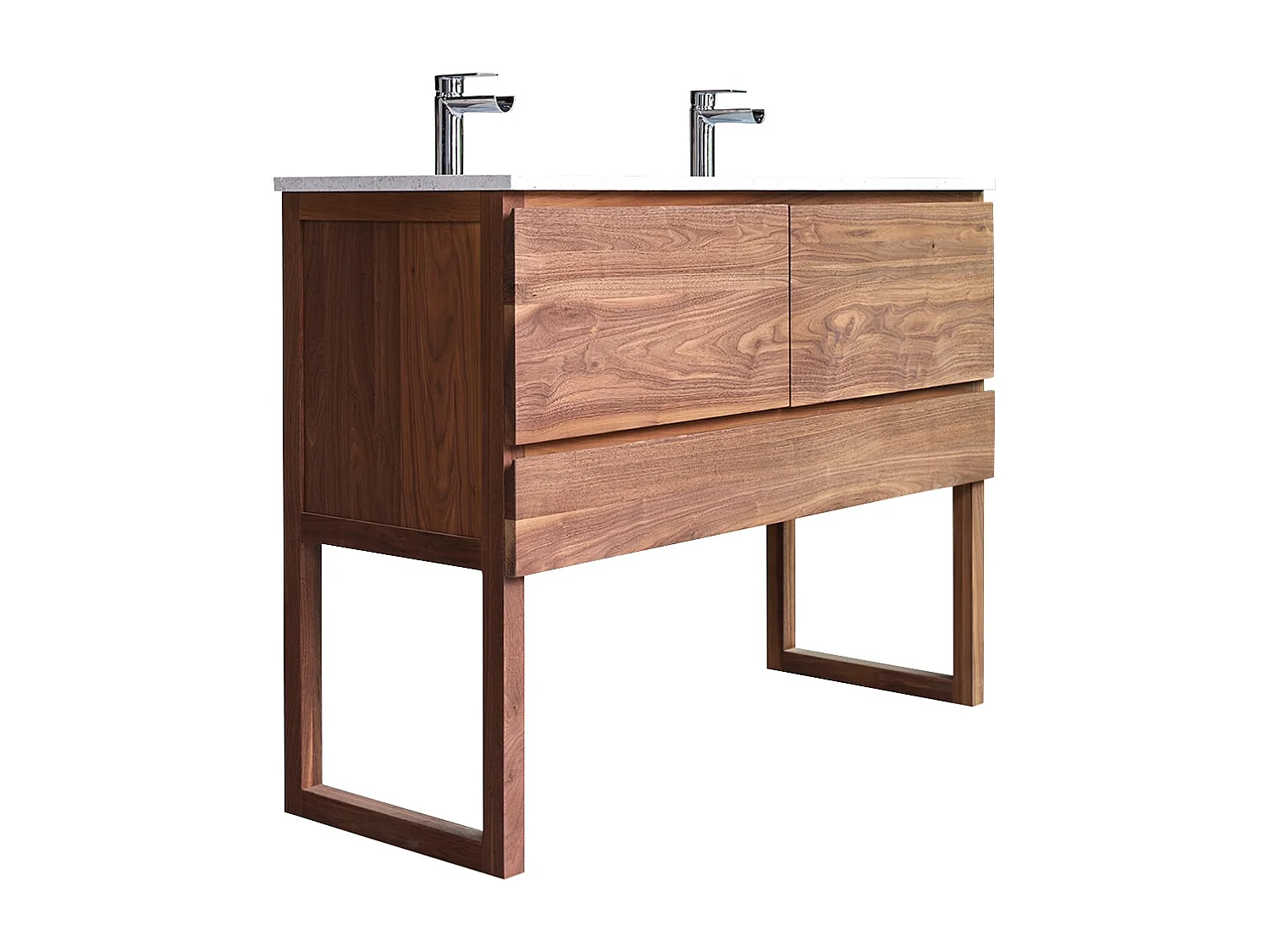 Meuble Salle de Bain en bois de noyer massif et terrazzo premium Moon 120 Edgar