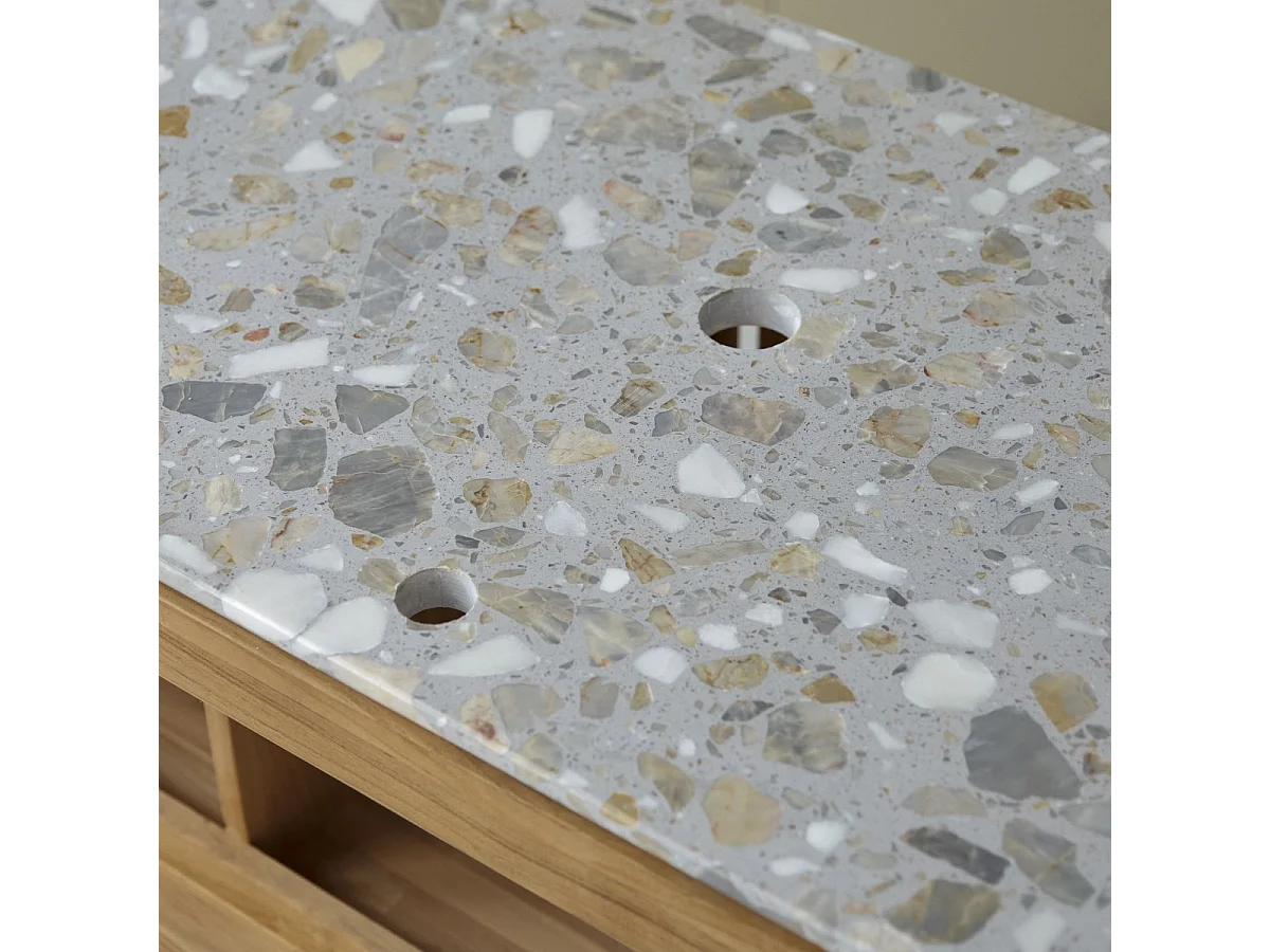 Mobile per il bagno Isaure in teak massello e terrazzo pregiato 125 cm