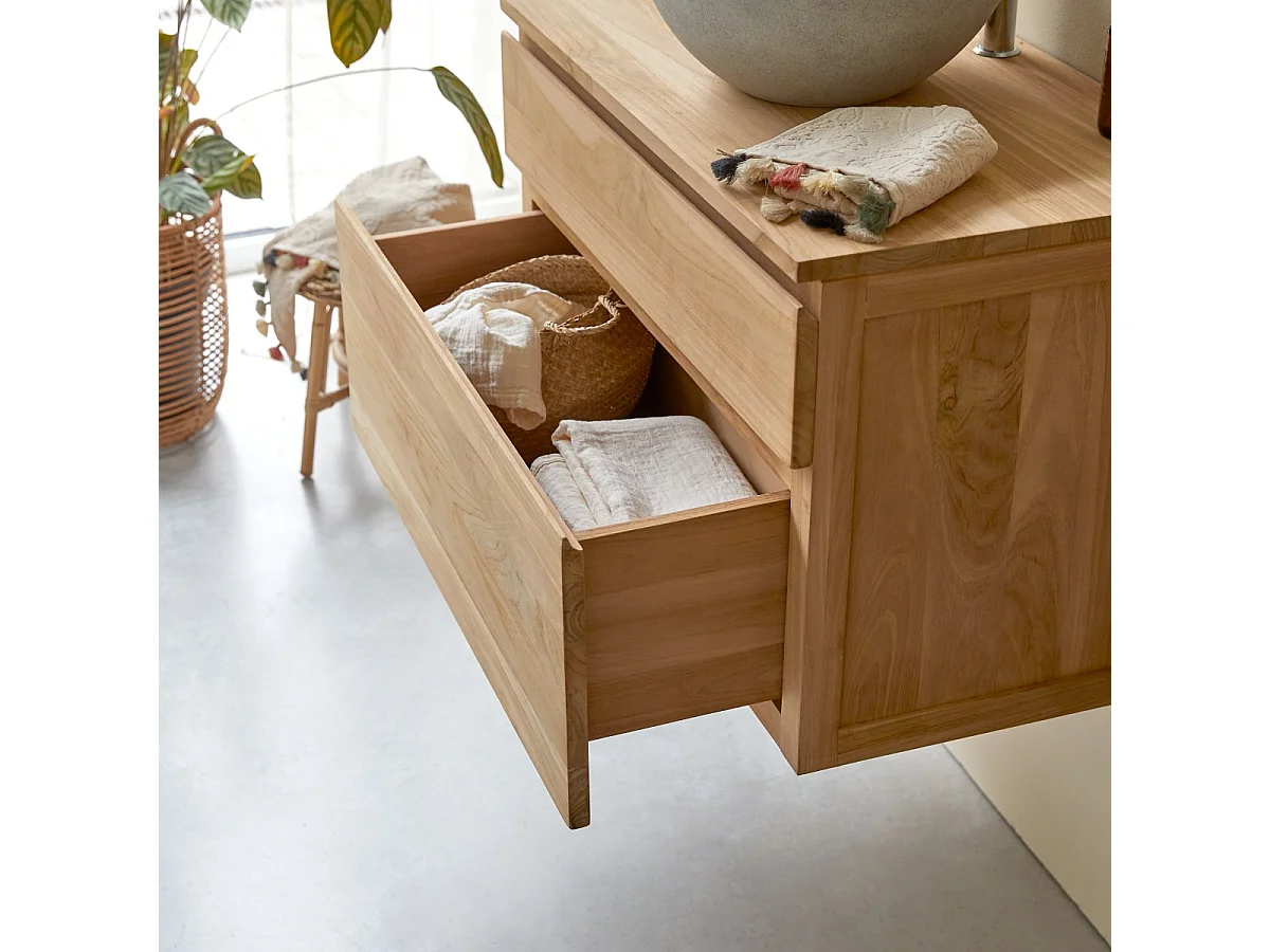 Jacob - Solid teak vanity unit 80 cm