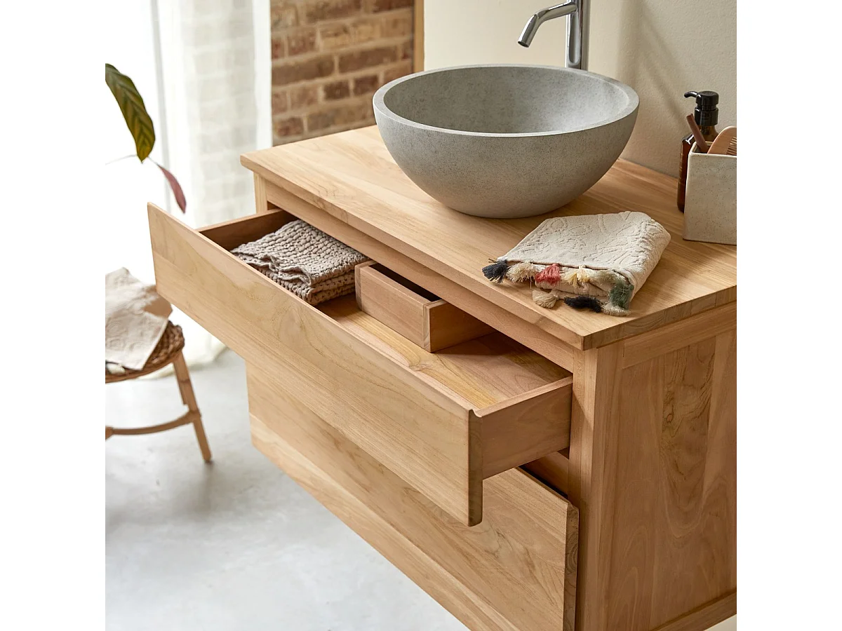 Jacob - Solid teak vanity unit 80 cm