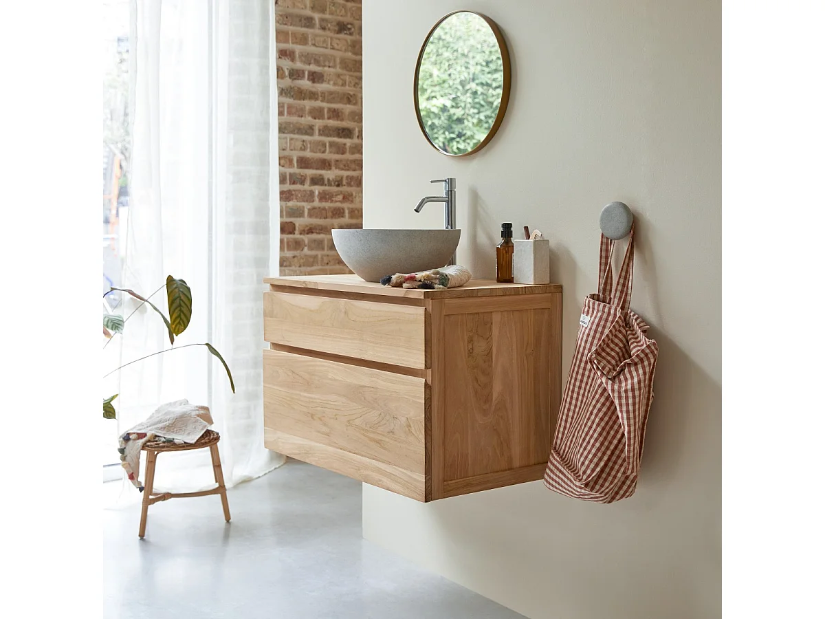 Jacob - Solid teak vanity unit 80 cm