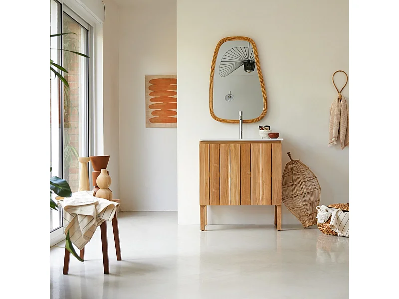 Mobili da bagno in legno di teak con lavabo in ceramica 80 Jill