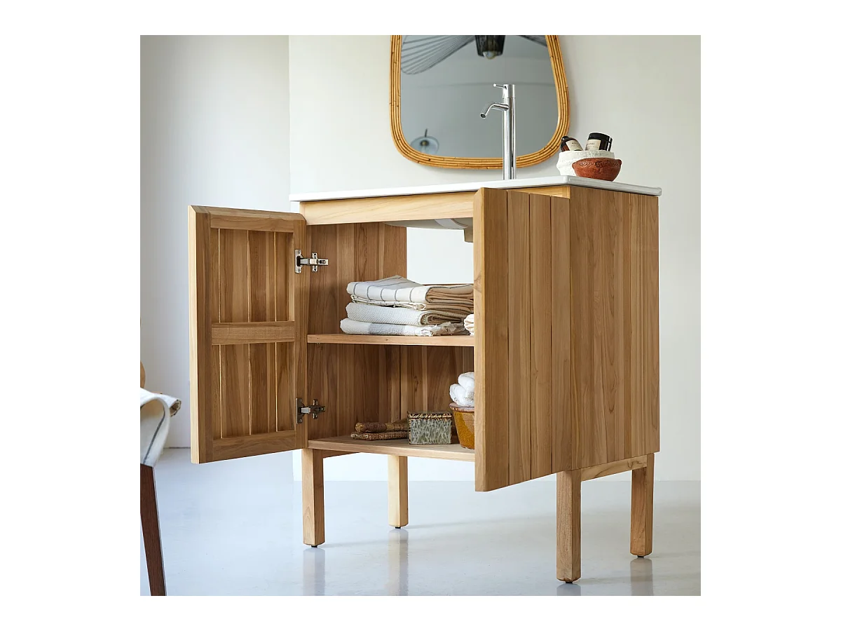 Waschtisch mit integriertem Keramikwaschbecken 80 cm Jill